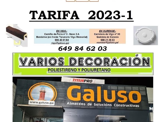 TARIFA DECORACION EN POLIESTIRENO Y POLIURETANO 2023-1